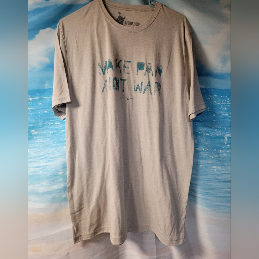 Linksoul NWOT Gray Make Par Not War Golf Tshirt Mens Size Large